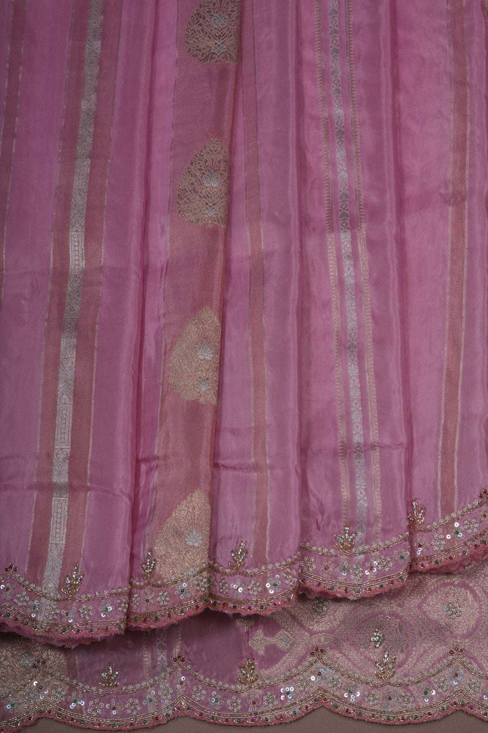 Image of A Pink Embroidered Silk Saree