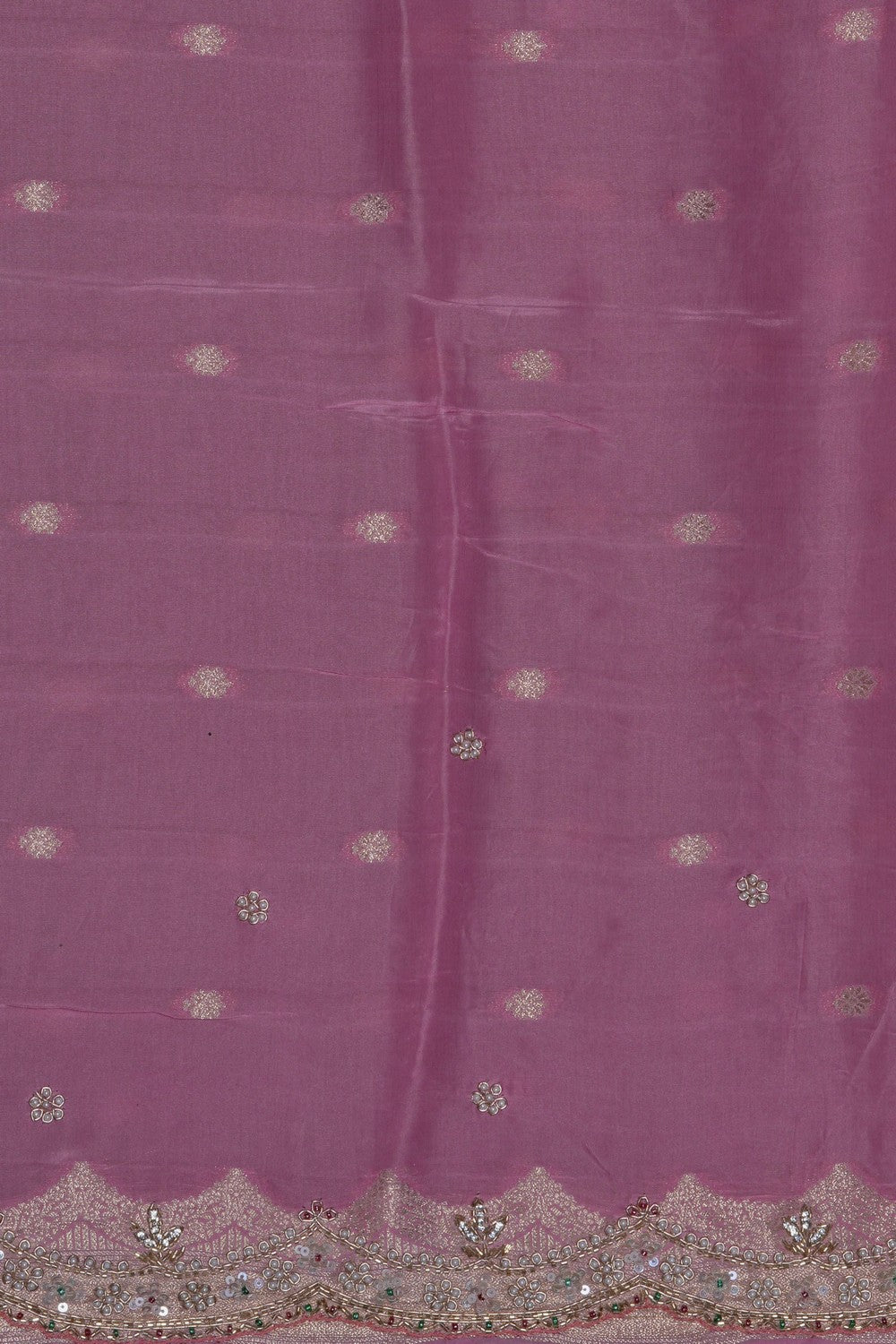 Image of A Pink Embroidered Silk Saree