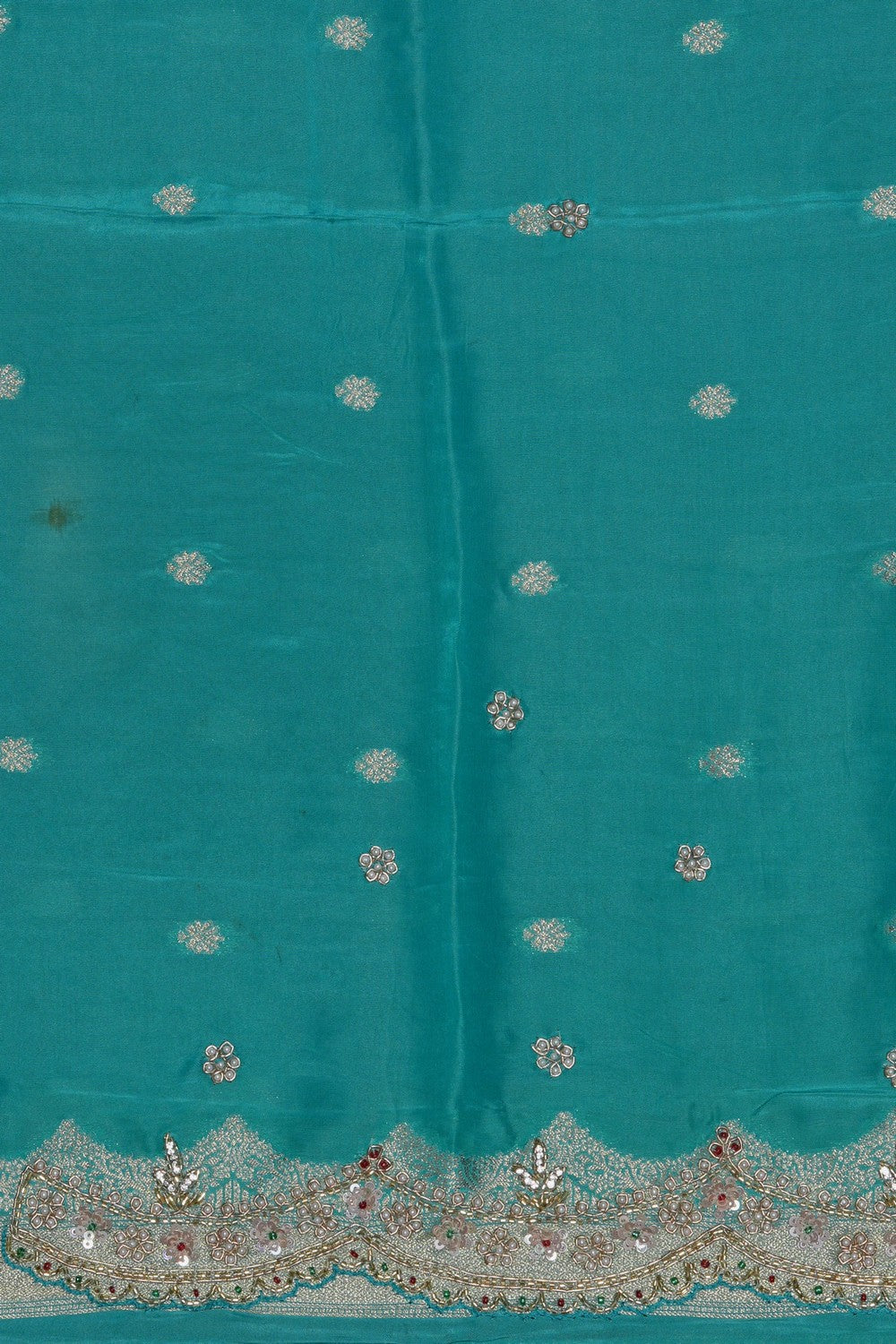 Image of A Blue Embroidered Silk Saree