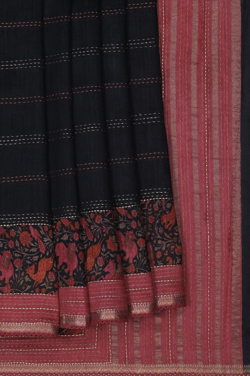 Image of A Black Desi Tussar Saree