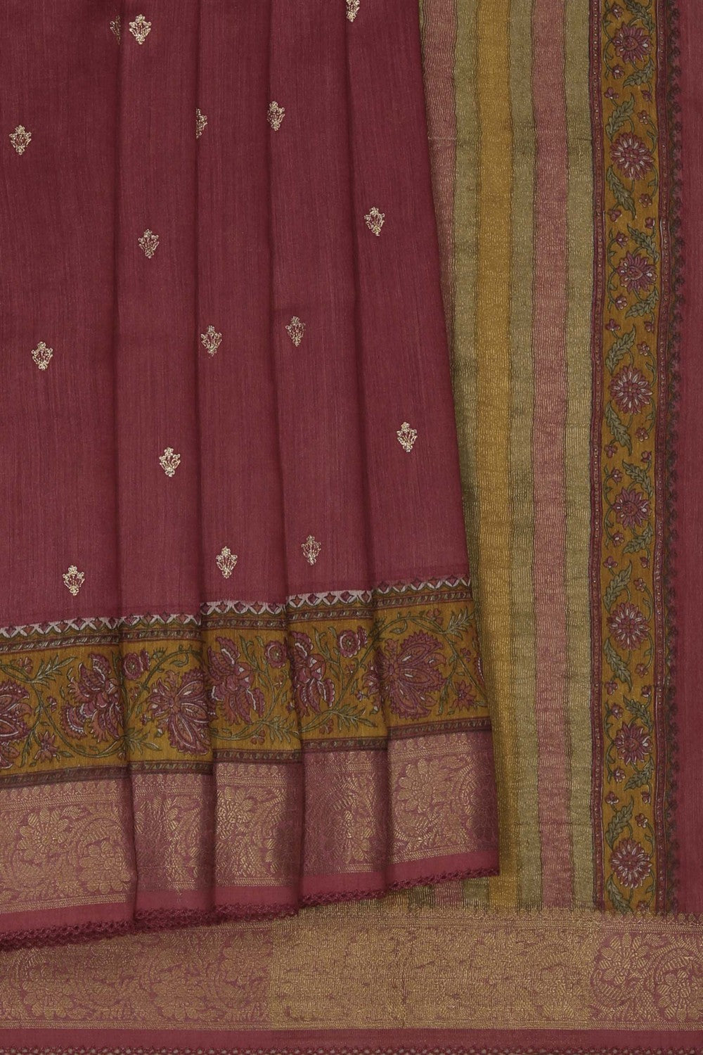 Image of A rust-Pink Desi Tussar Saree