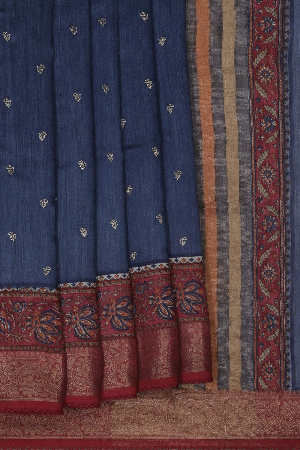 Image of A Smoky-Grey Desi Tussar Saree