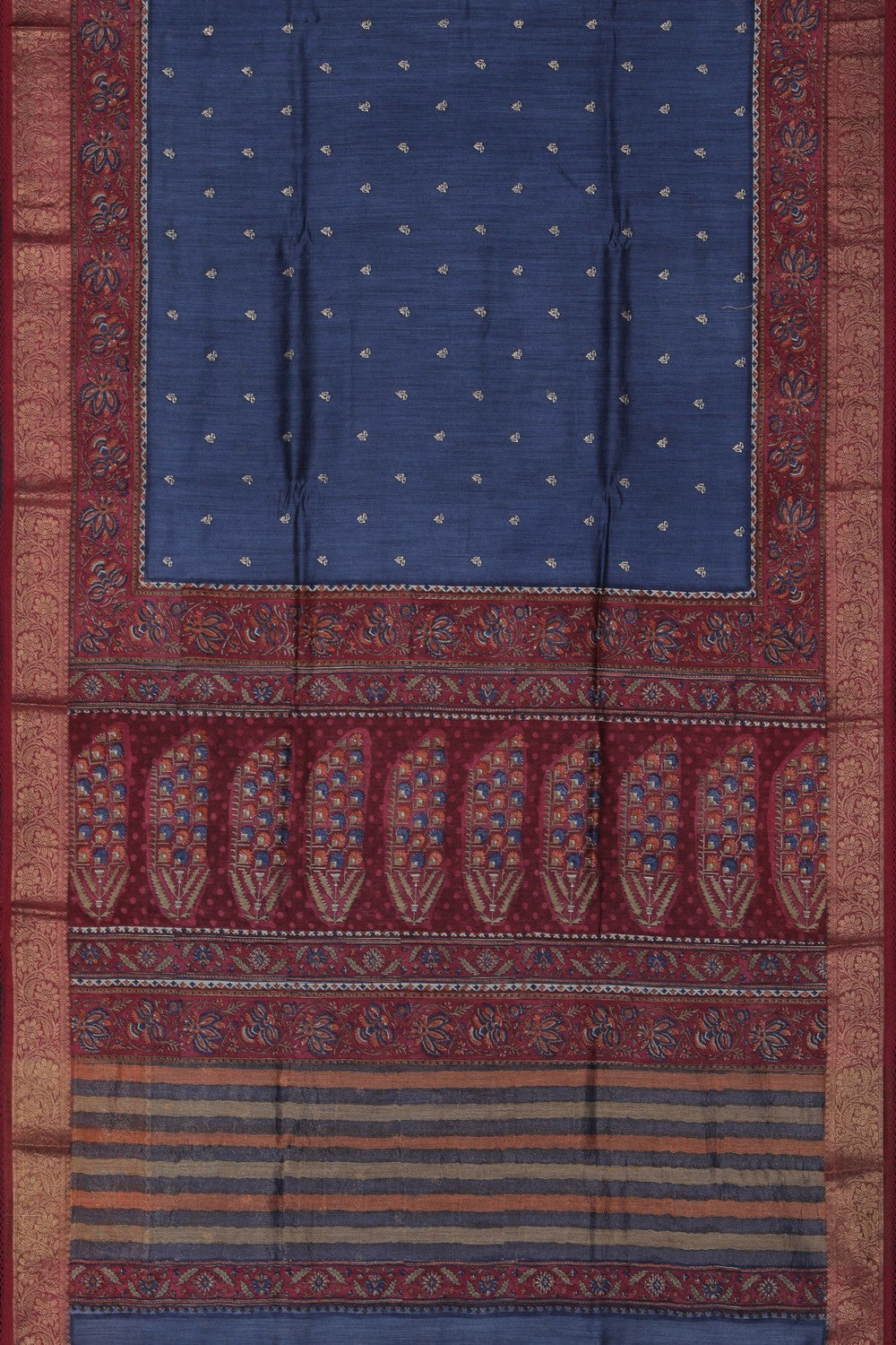 Image of A Smoky-Grey Desi Tussar Saree