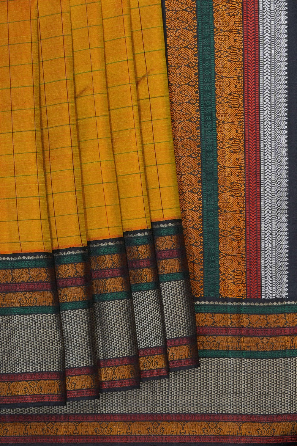 Image of Mustard Kanjivaram Silk Saree