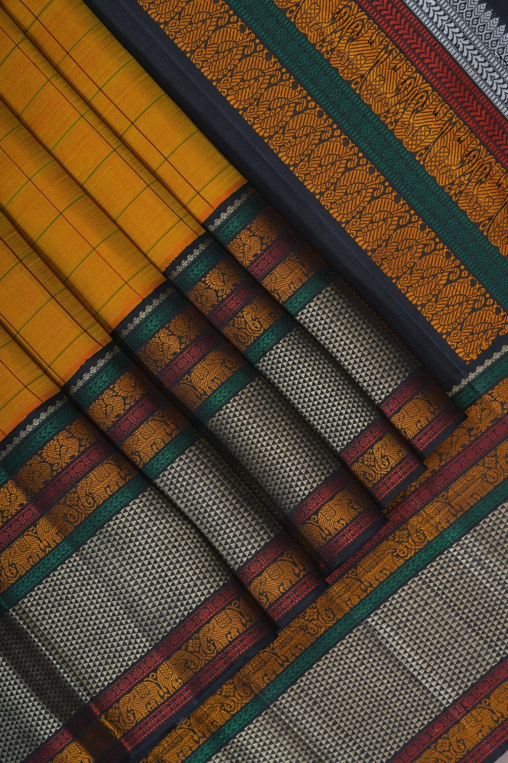 Image of Mustard Kanjivaram Silk Saree