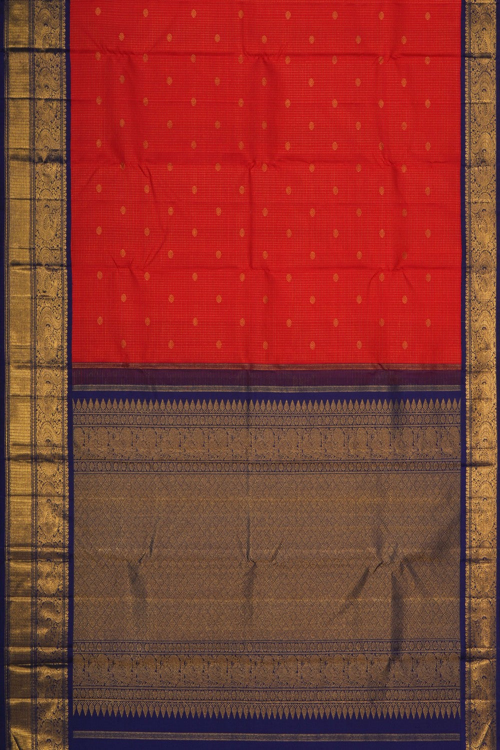 Image of Red Kanjivaram Silk Kattam Saree