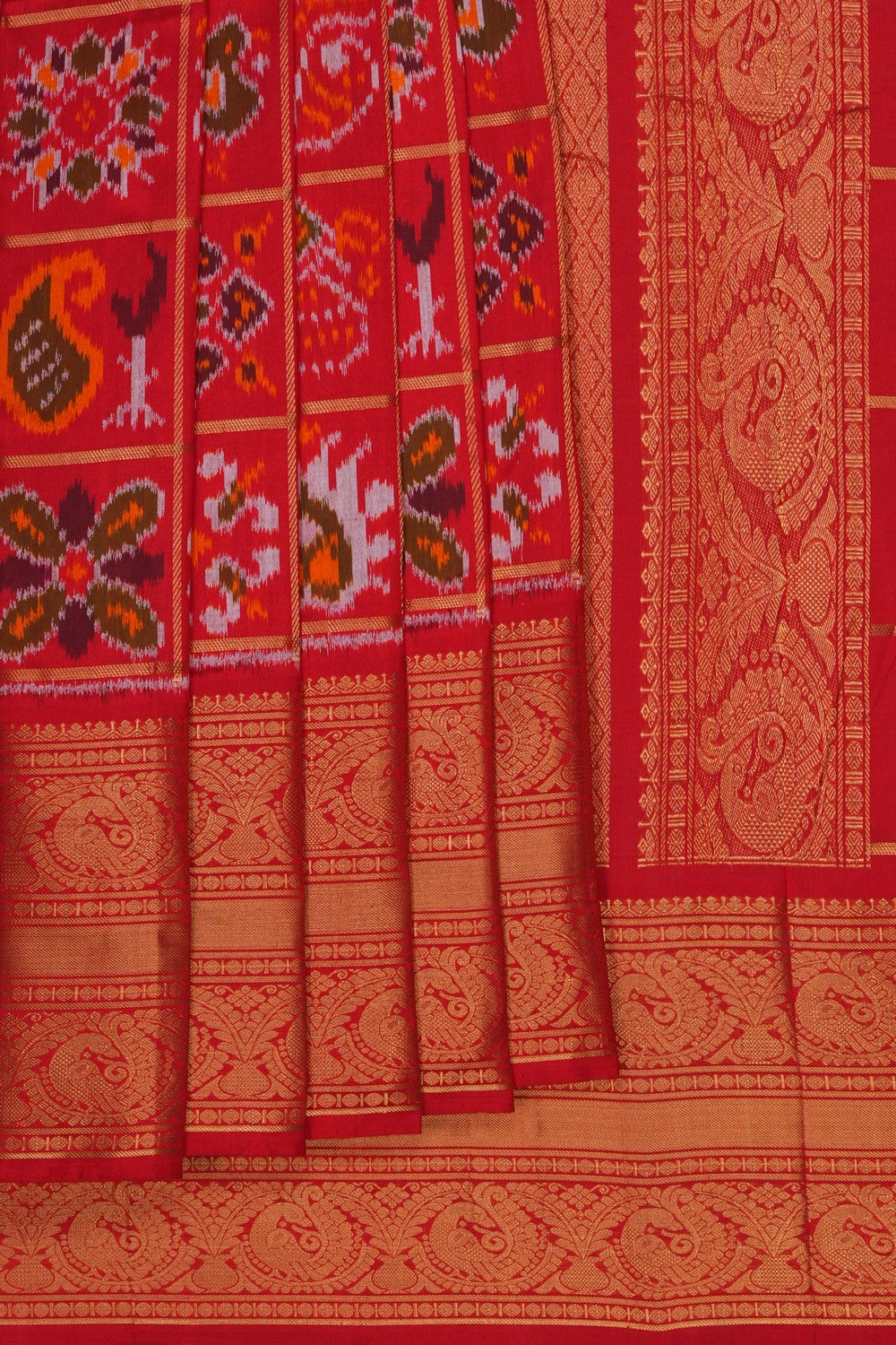 Image of Pochampally Ikat Silk Red Saree