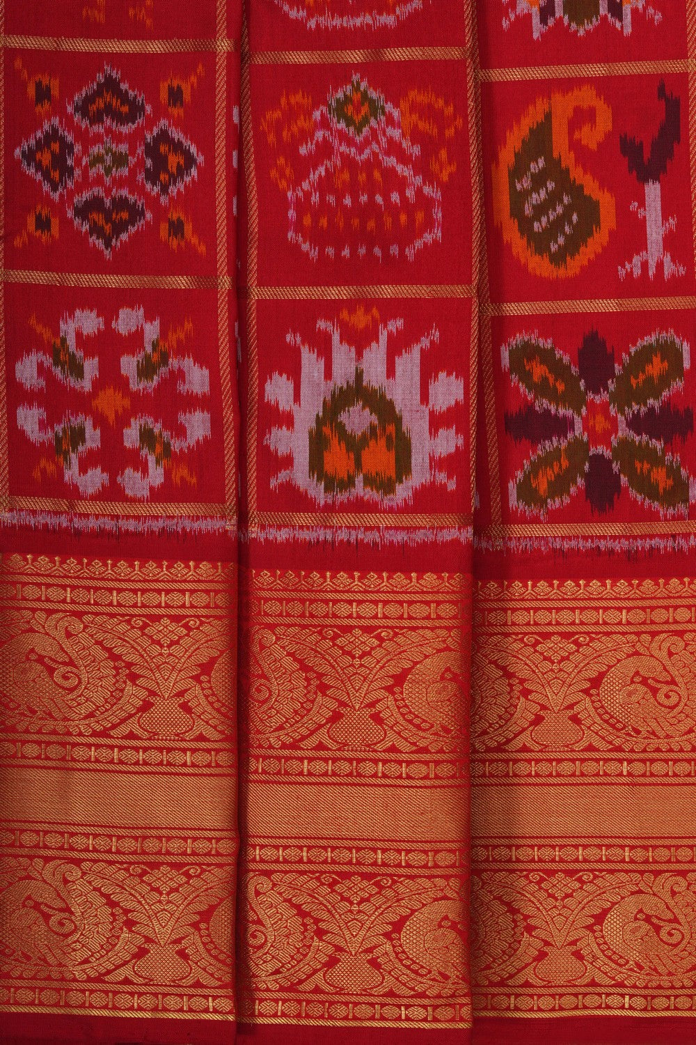 Image of Pochampally Ikat Silk Red Saree