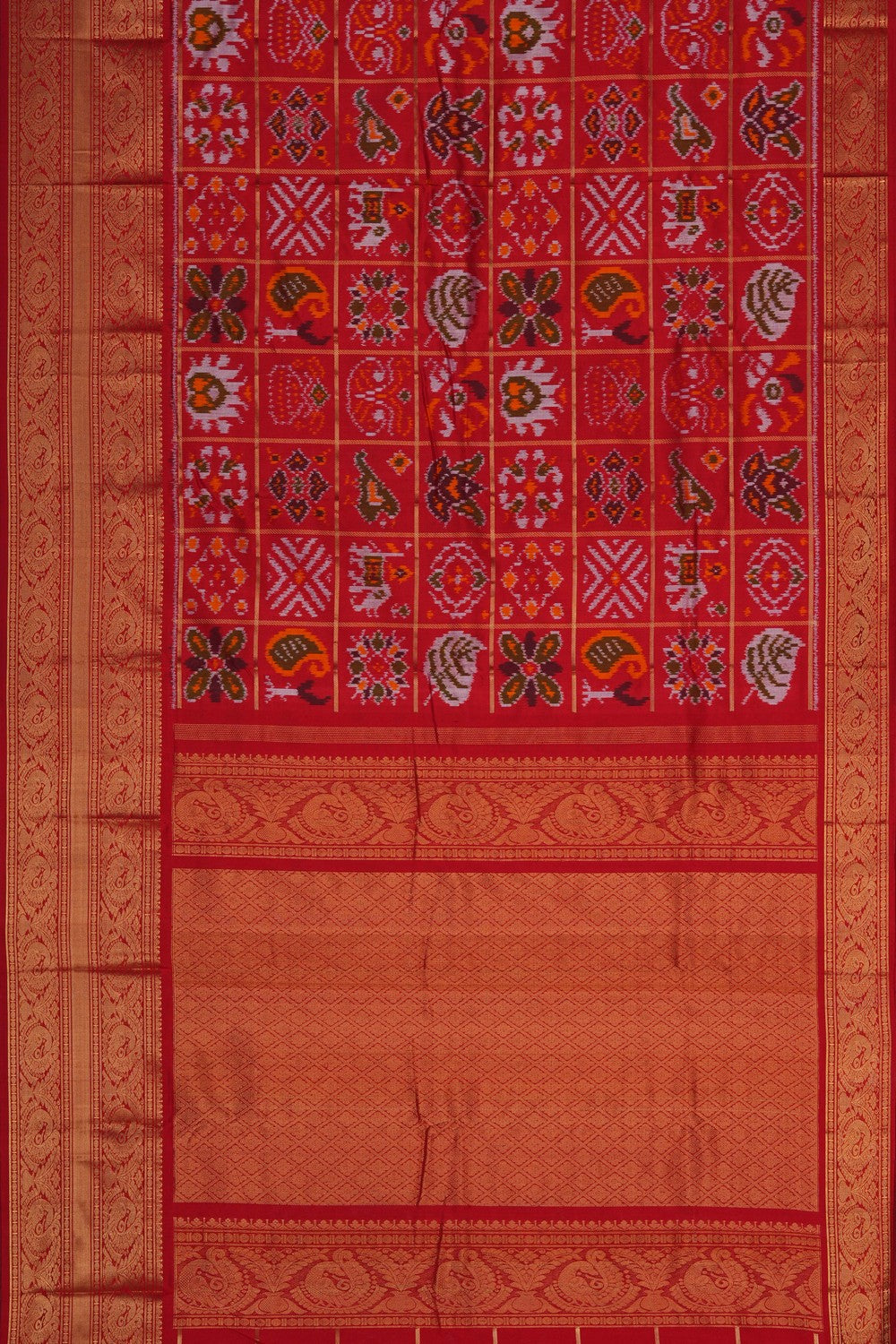 Image of Pochampally Ikat Silk Red Saree