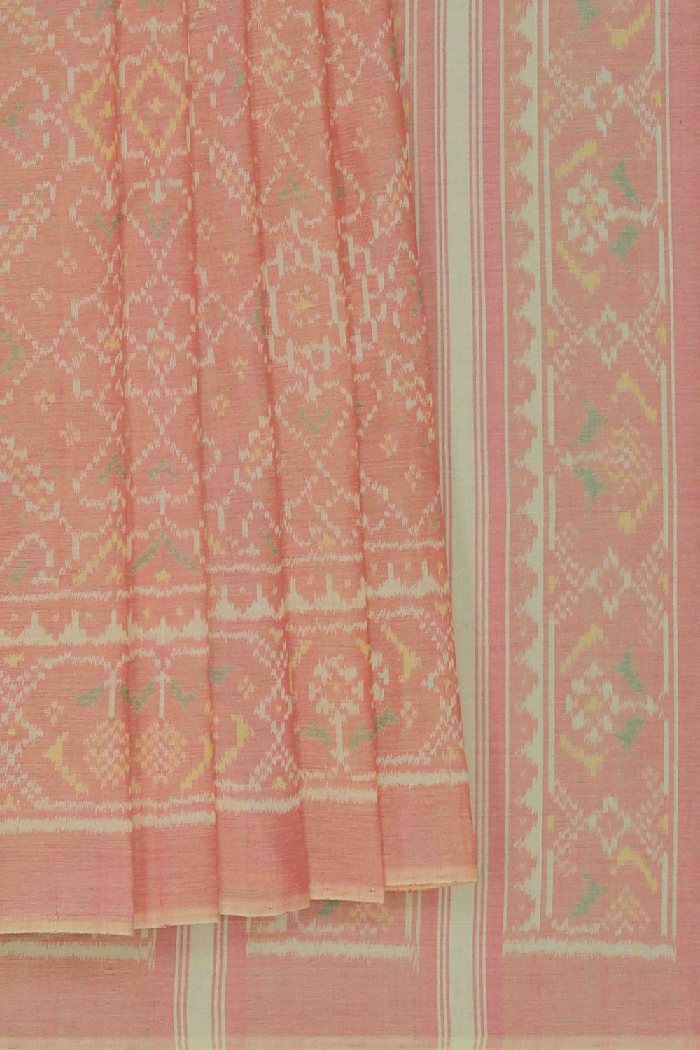 Image of Peach Rajkot Patola Cotton Saree