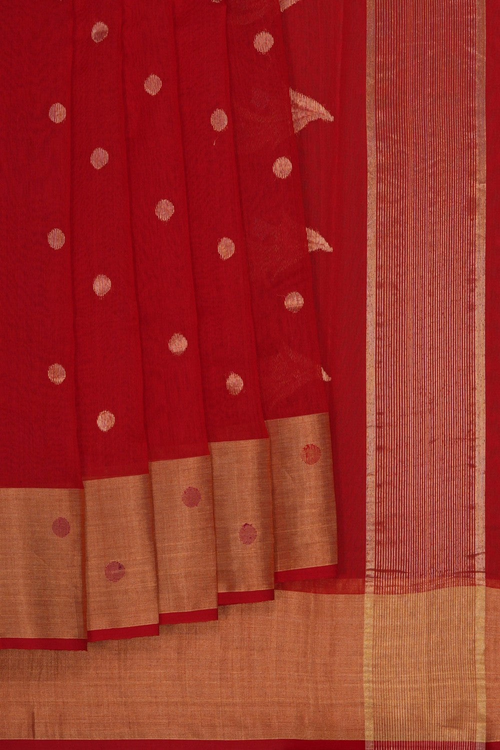 Image of Chanderi Silk Cotton Red Saree
