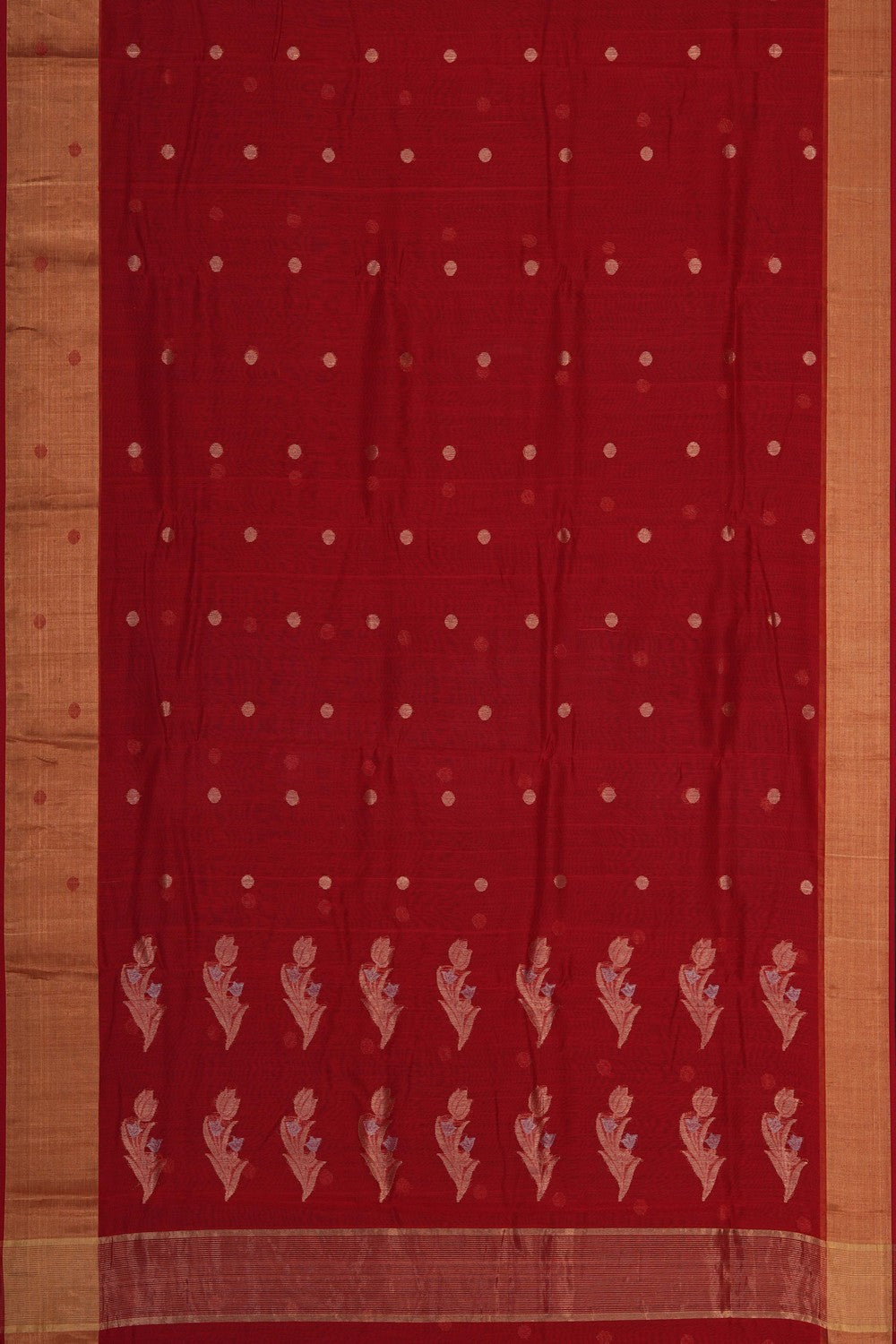 Image of Chanderi Silk Cotton Red Saree