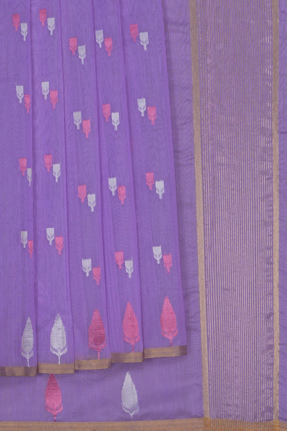 Image of Chanderi Silk Cotton Lavender-Purple Saree