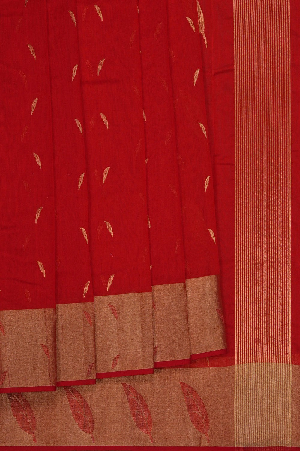 Image of Chanderi Silk Cotton Red Saree