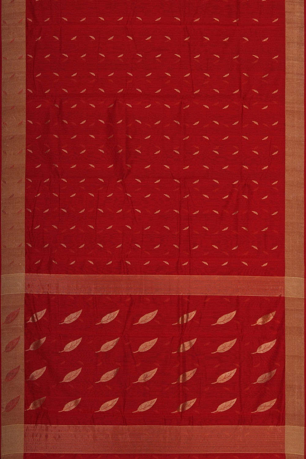 Image of Chanderi Silk Cotton Red Saree