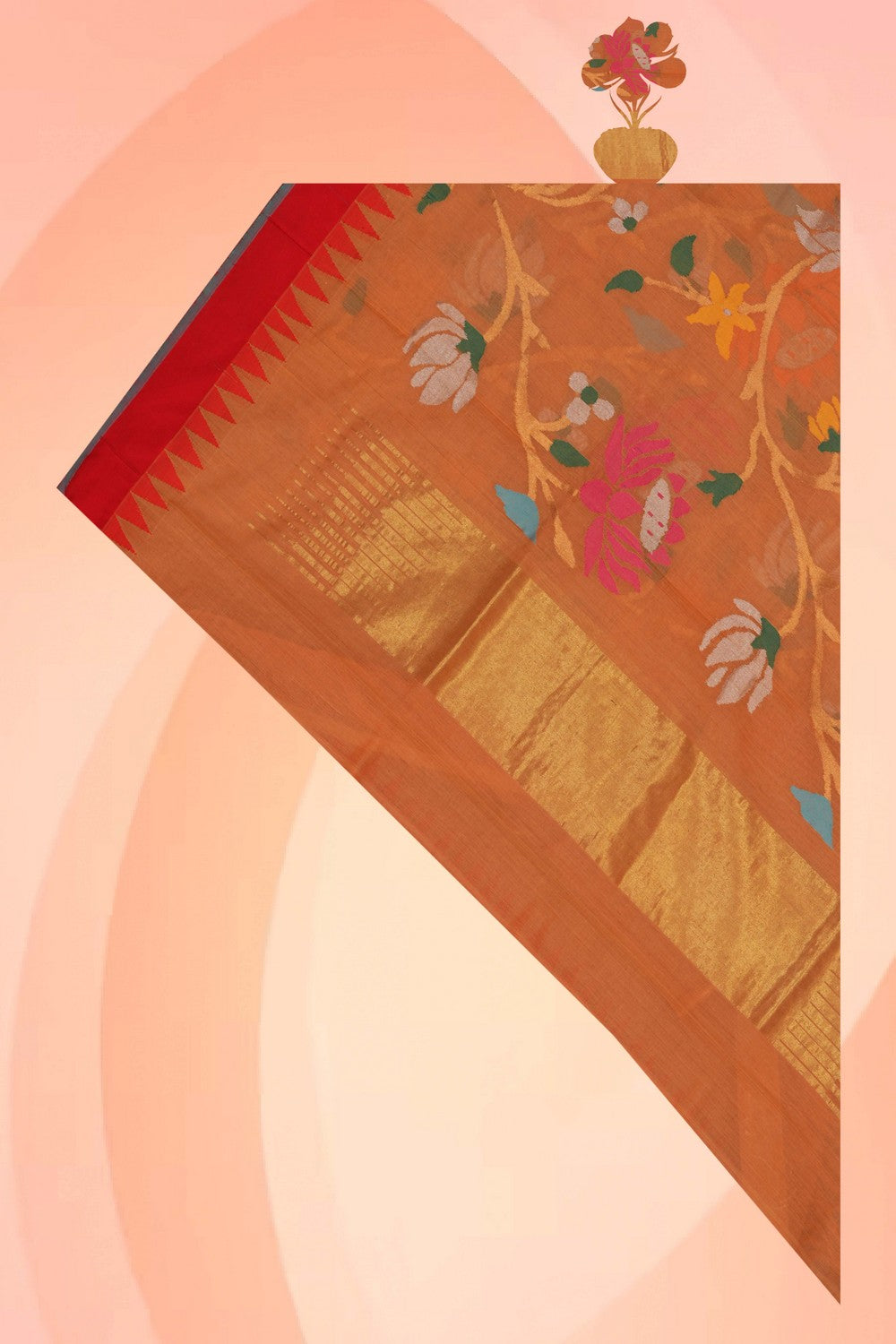 Image of Uppada Cotton Jamdani Floral Dupatta