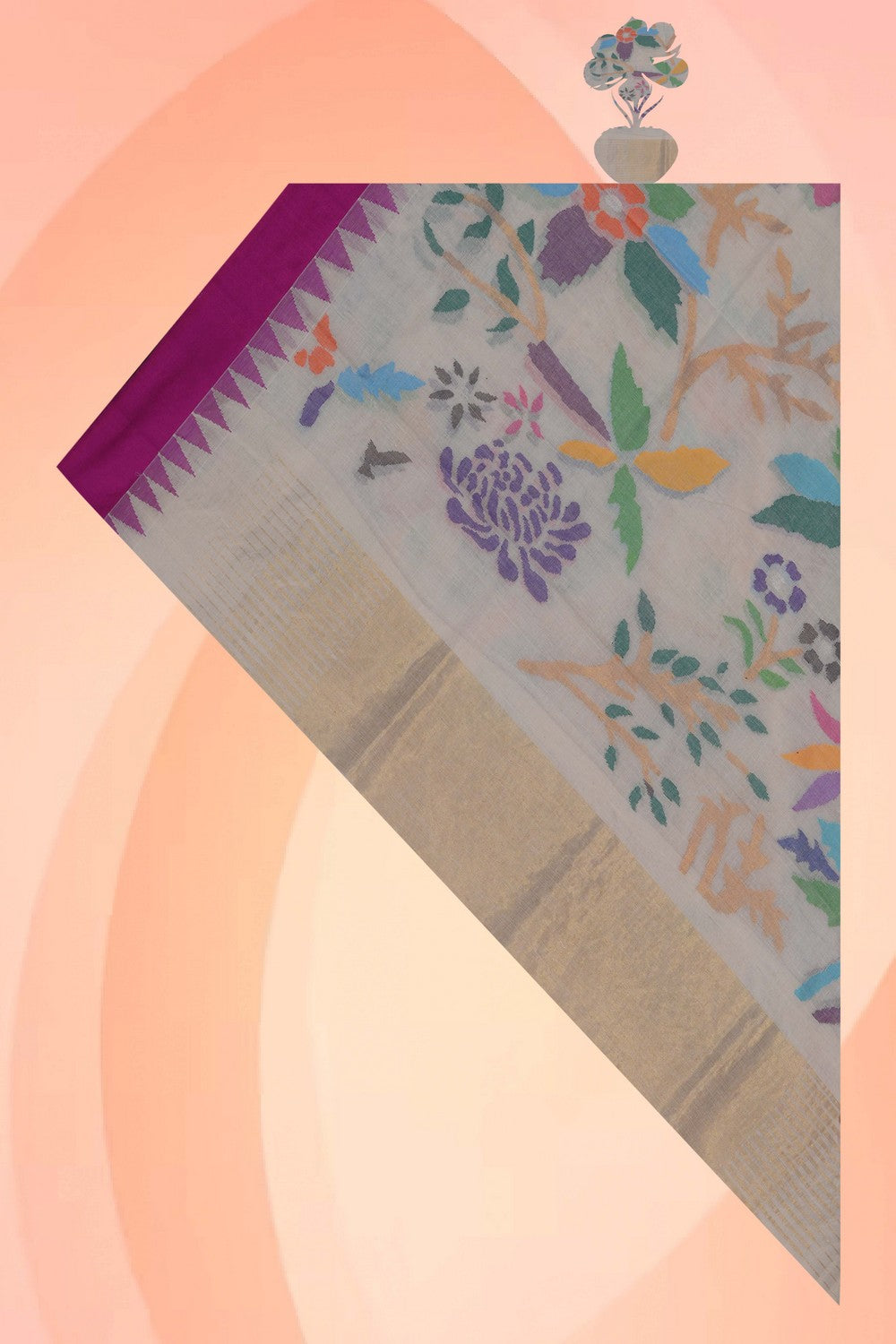 Image of Uppada Cotton Jamdani Floral Dupatta