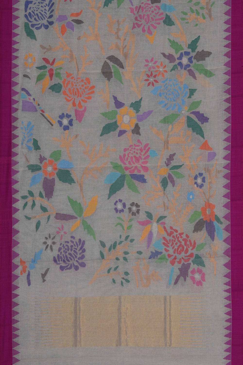 Image of Uppada Cotton Jamdani Floral Dupatta