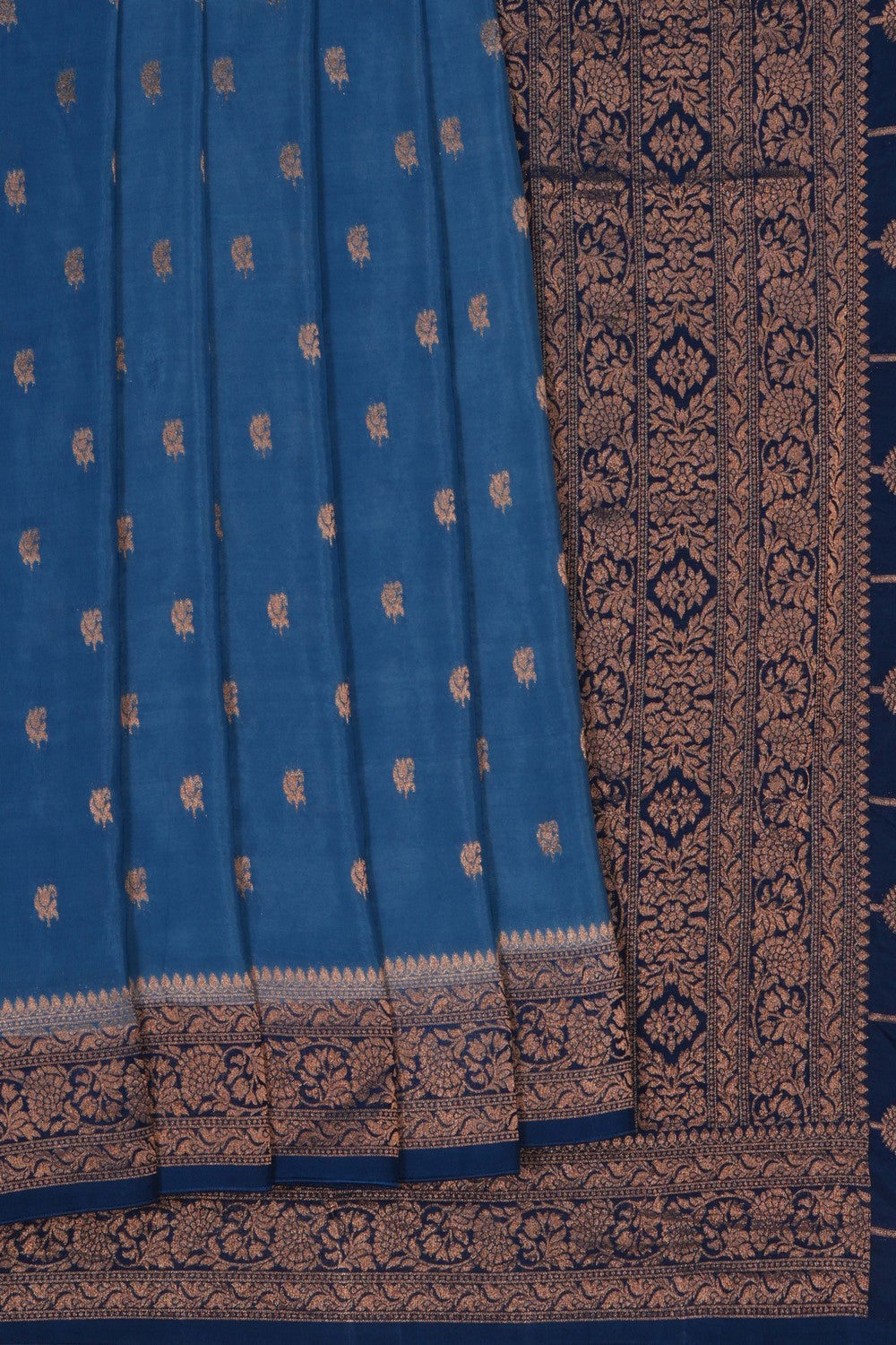 Image of Smoky Blue Banarasi Silk Saree