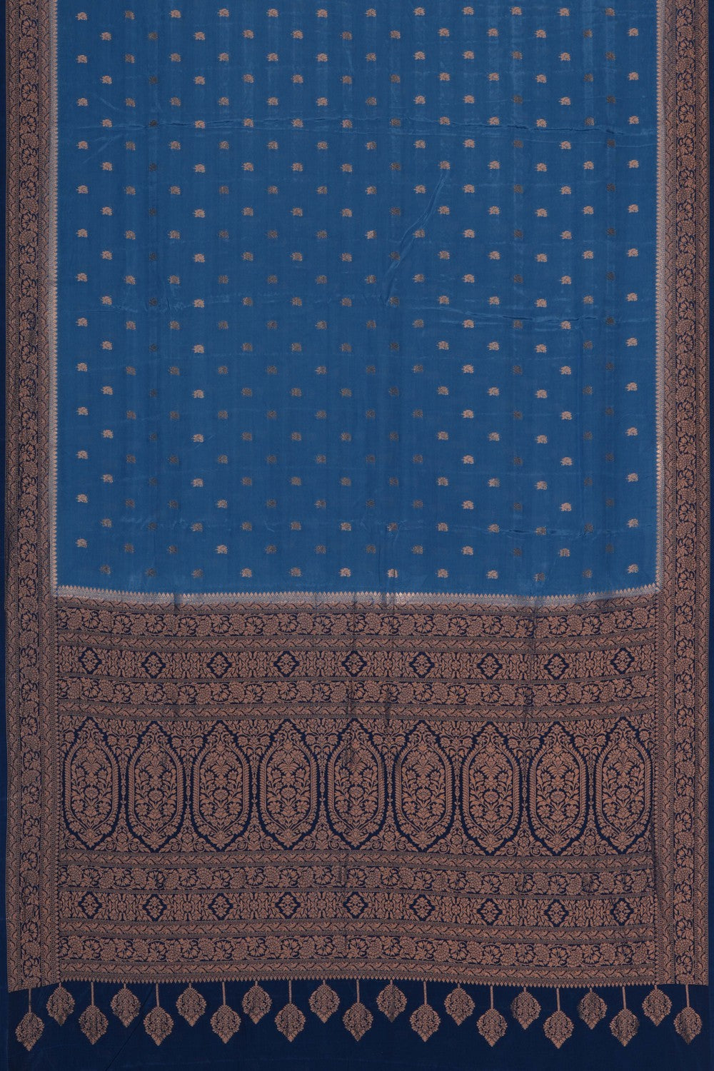 Image of Smoky Blue Banarasi Silk Saree