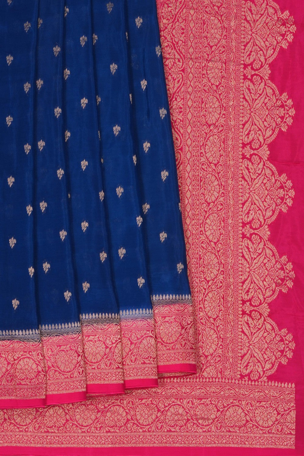 Image of Navy Blue Banarasi Silk Saree