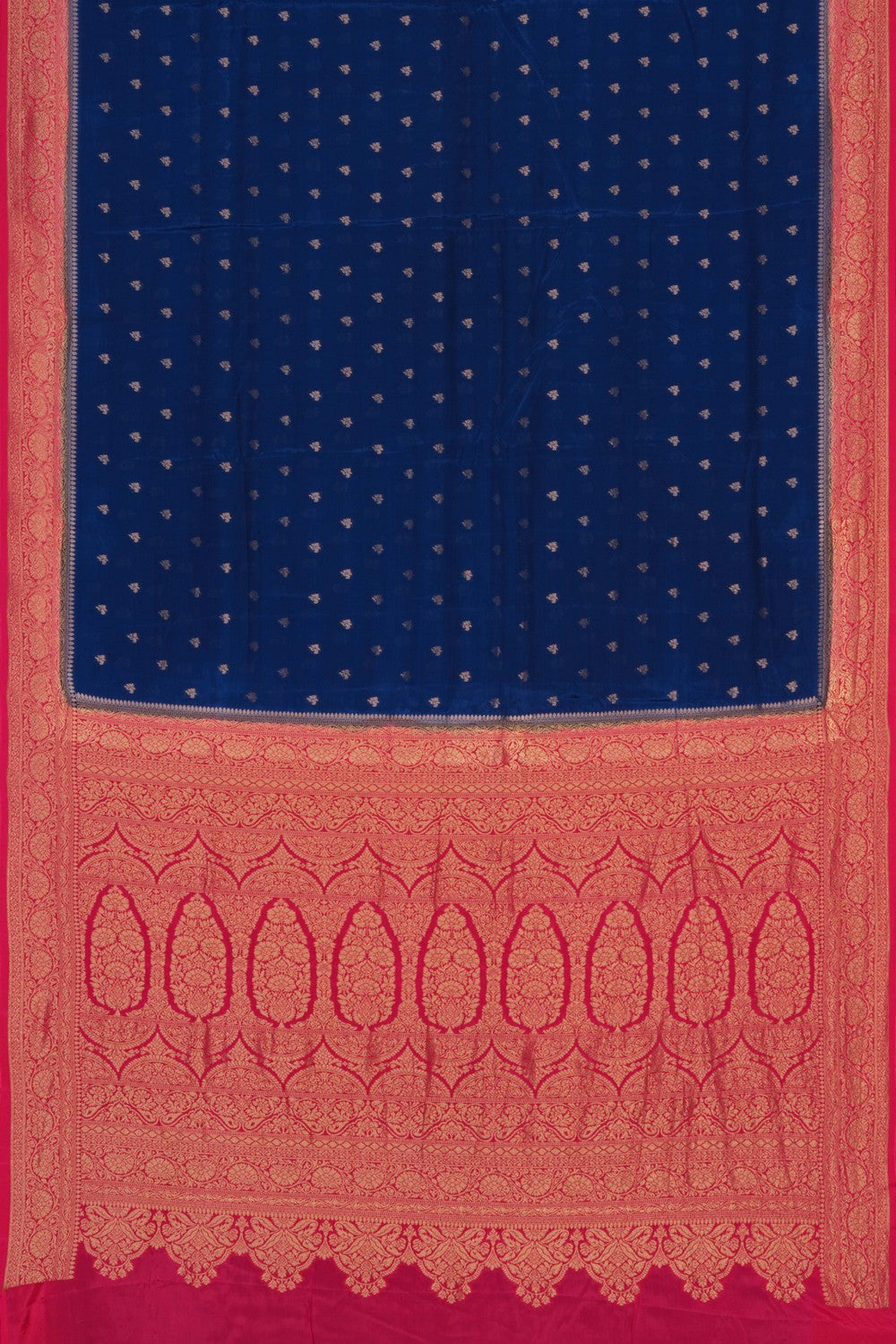 Image of Navy Blue Banarasi Silk Saree
