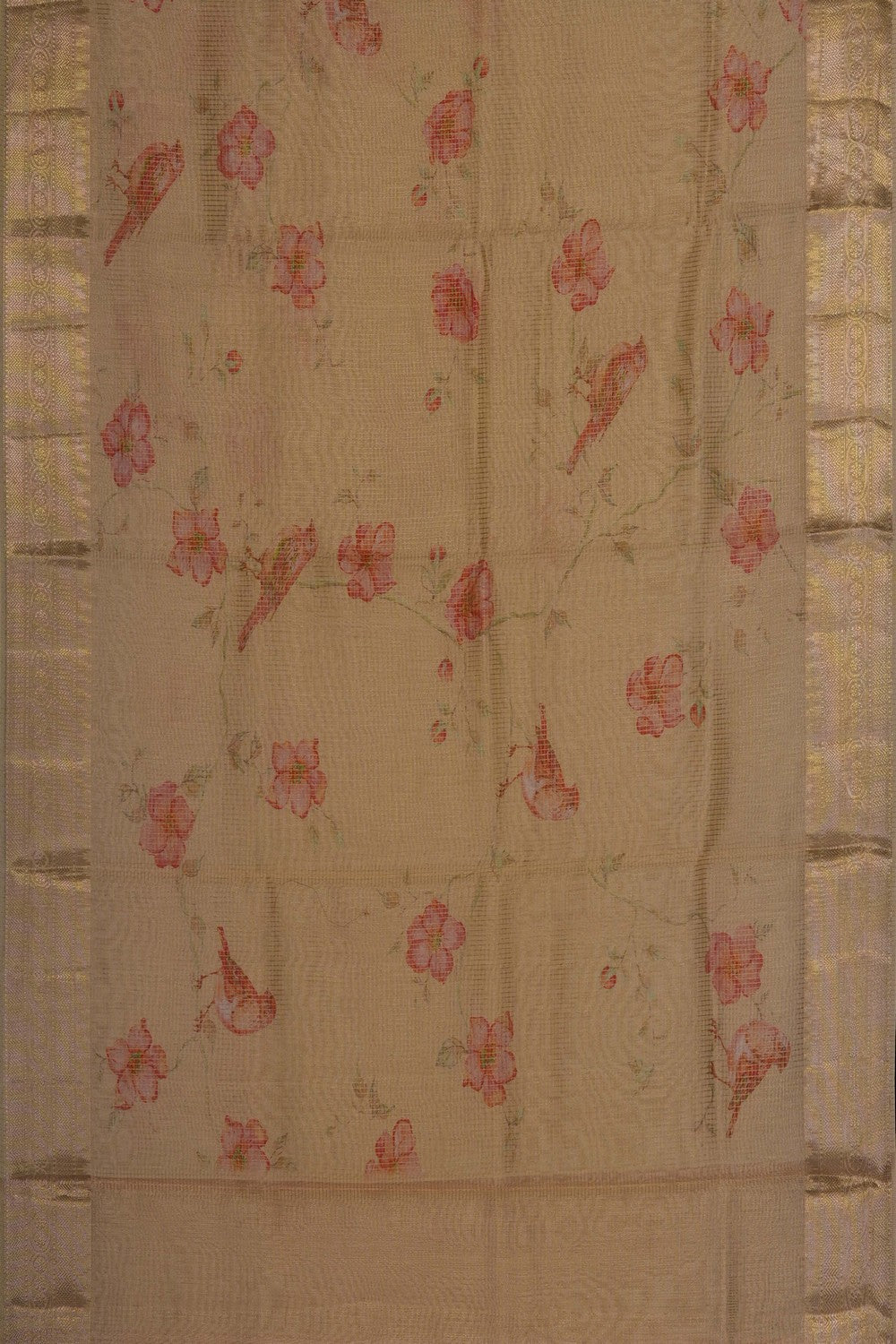 Image of Beige Kora Silk Saree