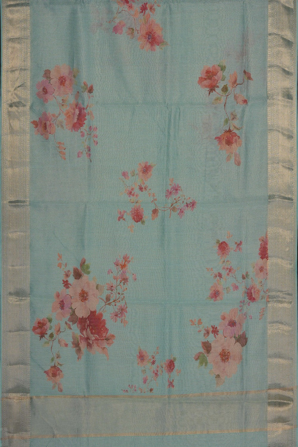 Image of Sea Green Kora Silk Saree