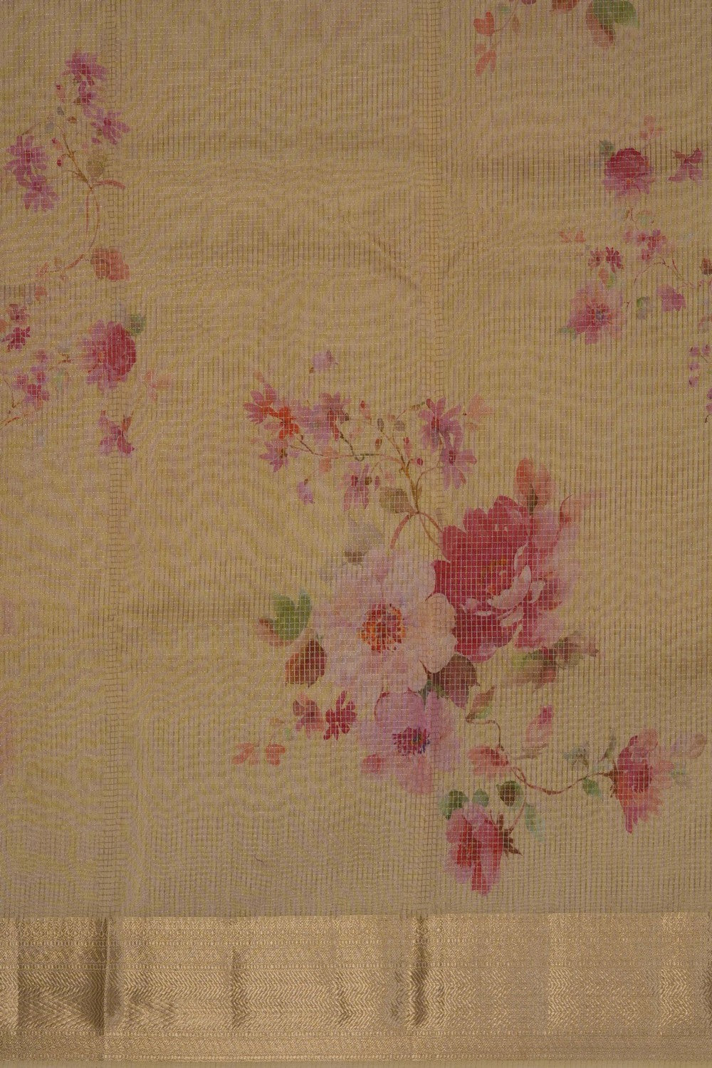 Image of Cream Kora Silk Saree