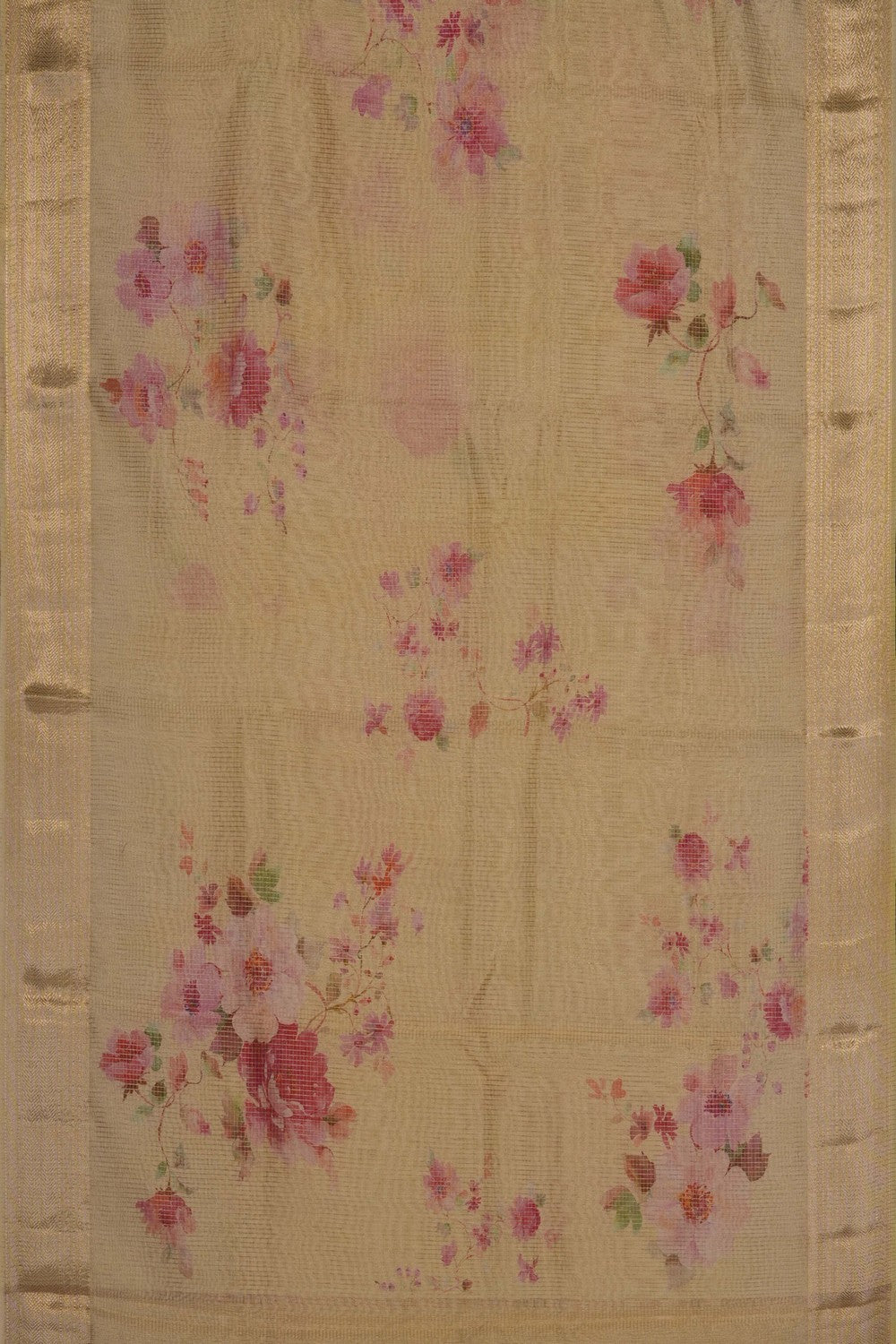 Image of Cream Kora Silk Saree
