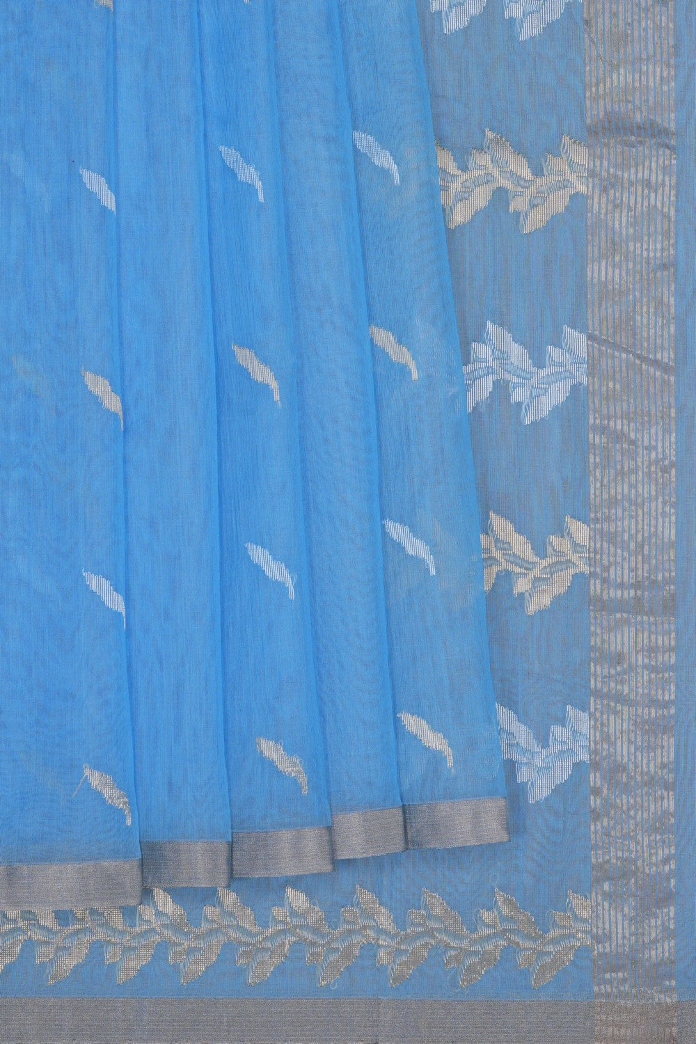 Image of Chanderi Silk Cotton Smoky Blue Saree