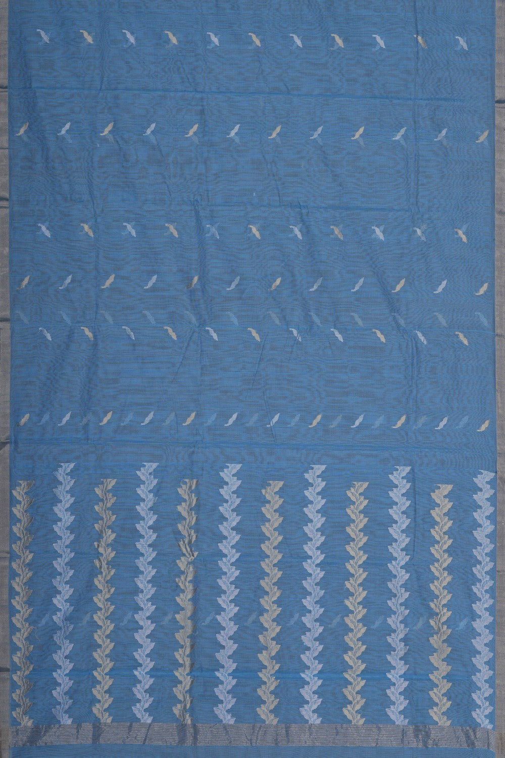 Image of Chanderi Silk Cotton Smoky Blue Saree