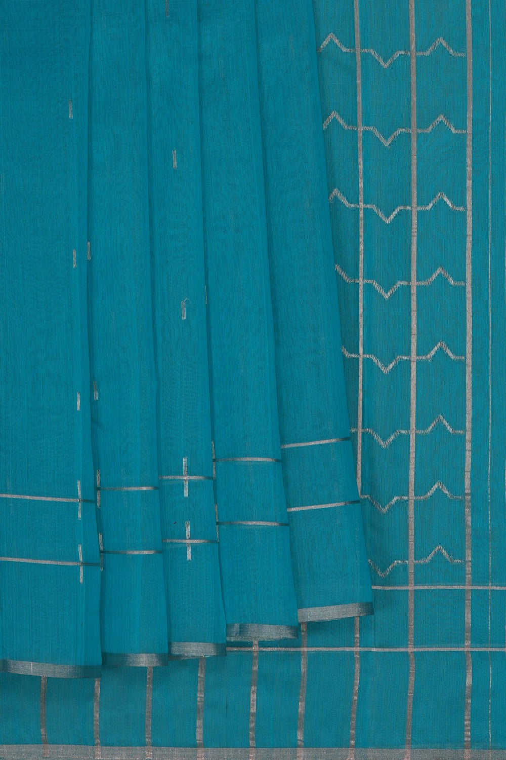 Image of Chanderi Silk Cotton Sky Blue Saree