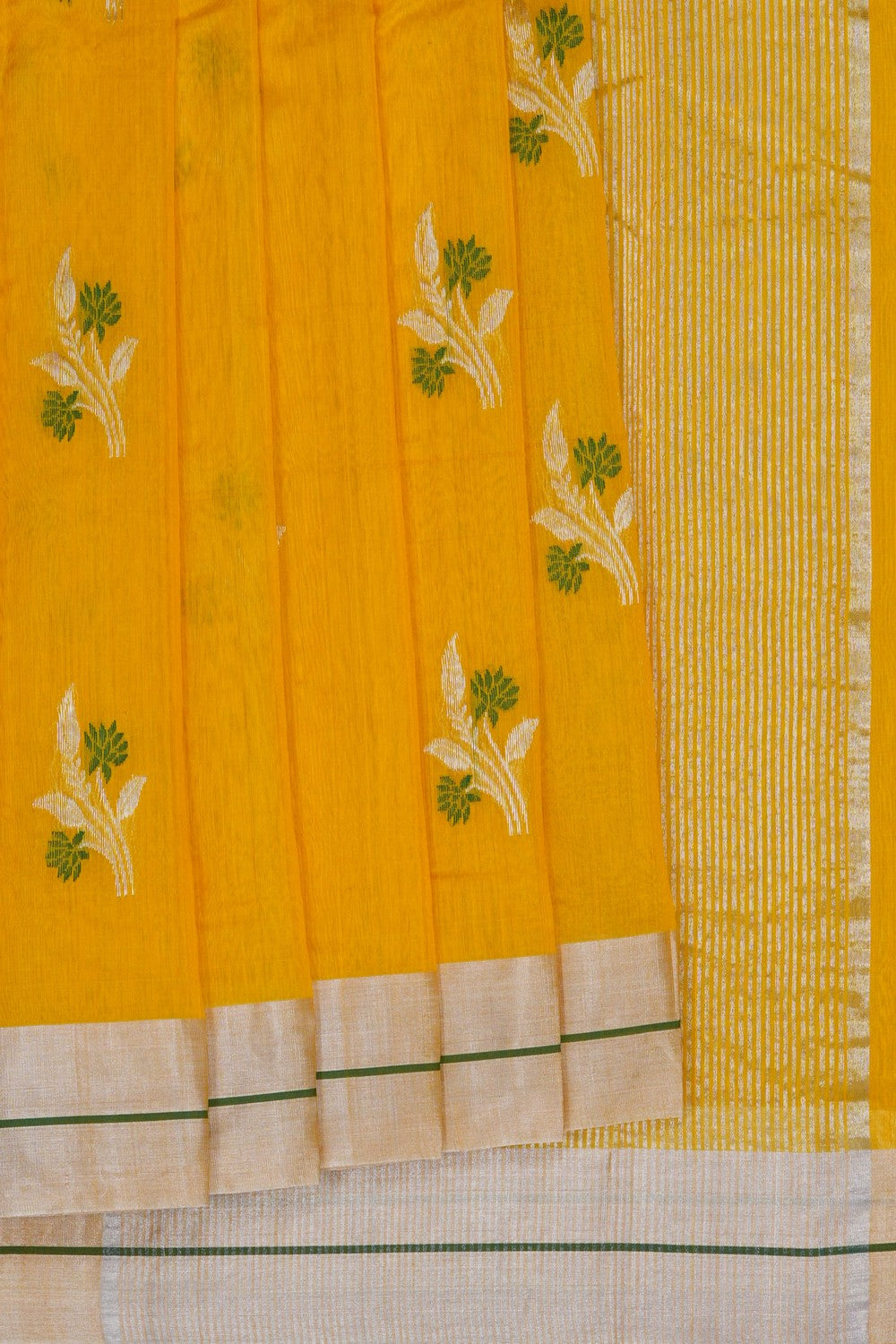 Image of Chanderi Silk Cotton Yellow Saree