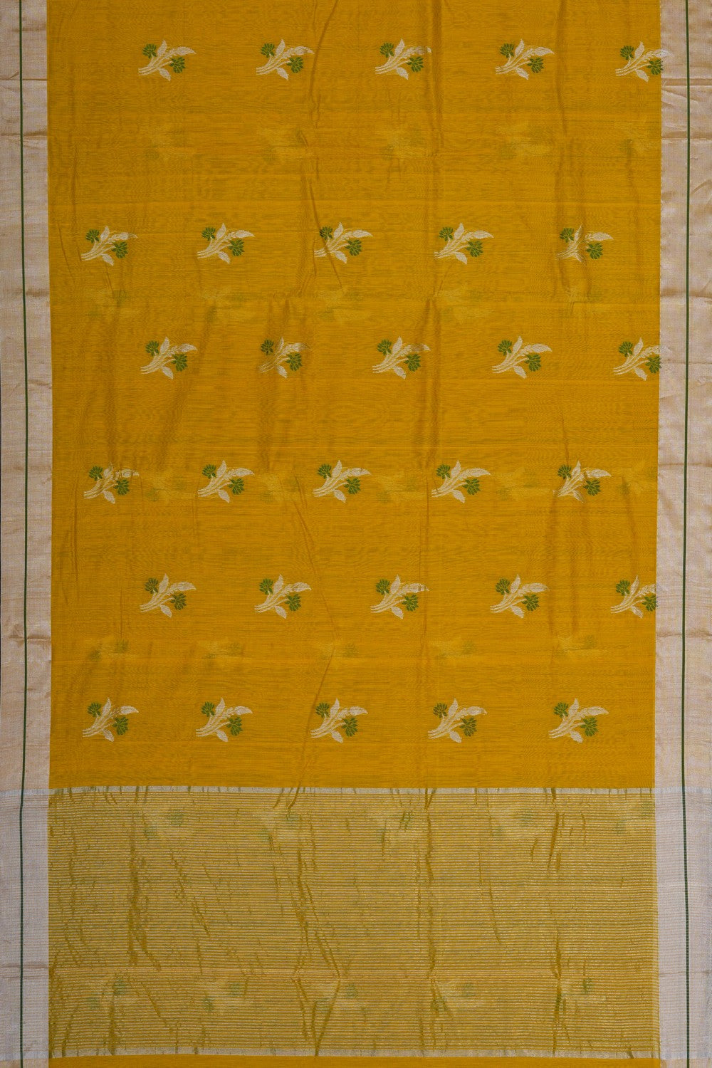 Image of Chanderi Silk Cotton Yellow Saree