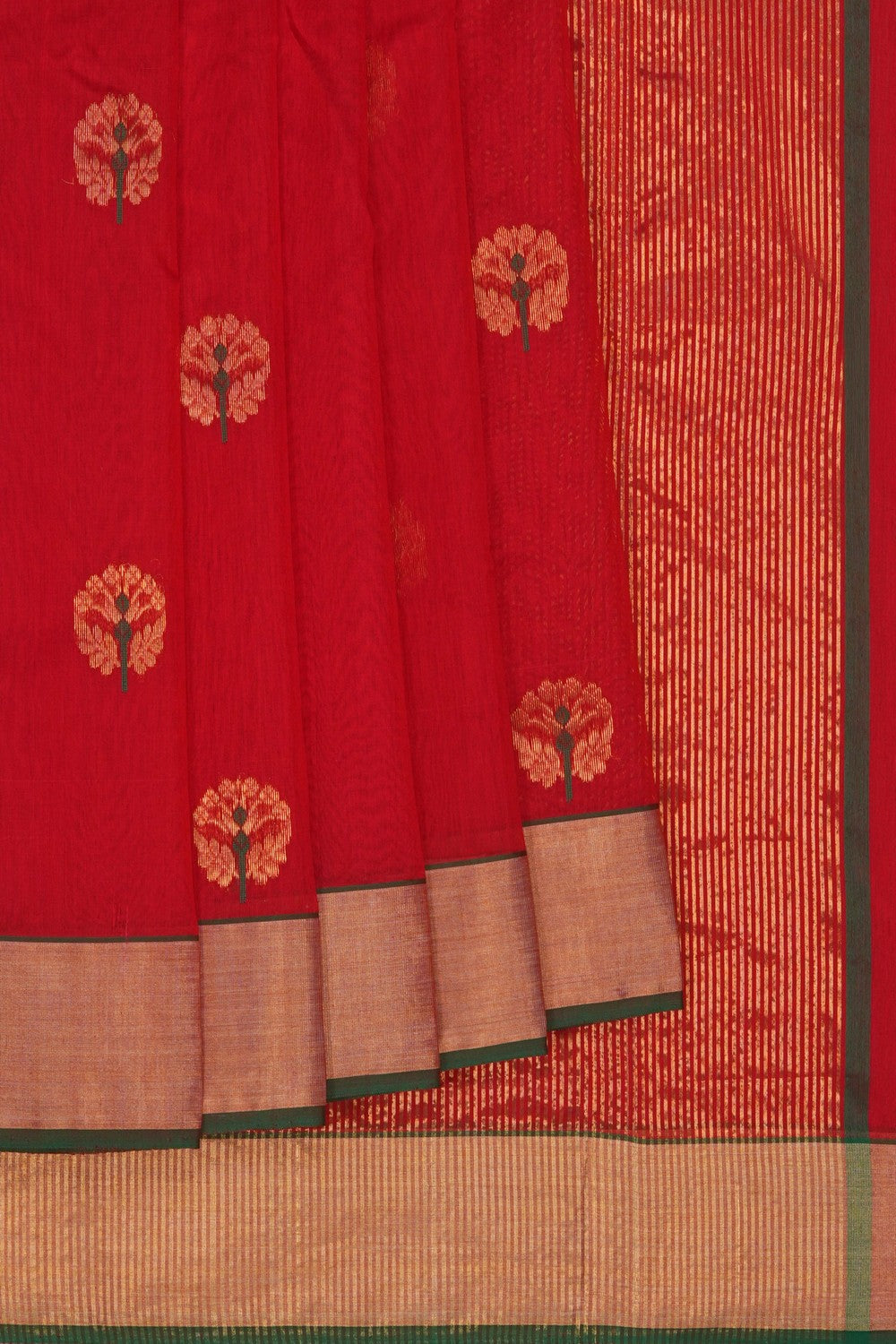 Image of Chanderi Silk Cotton Red Saree