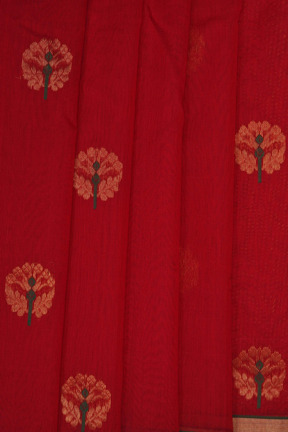 Image of Chanderi Silk Cotton Red Saree