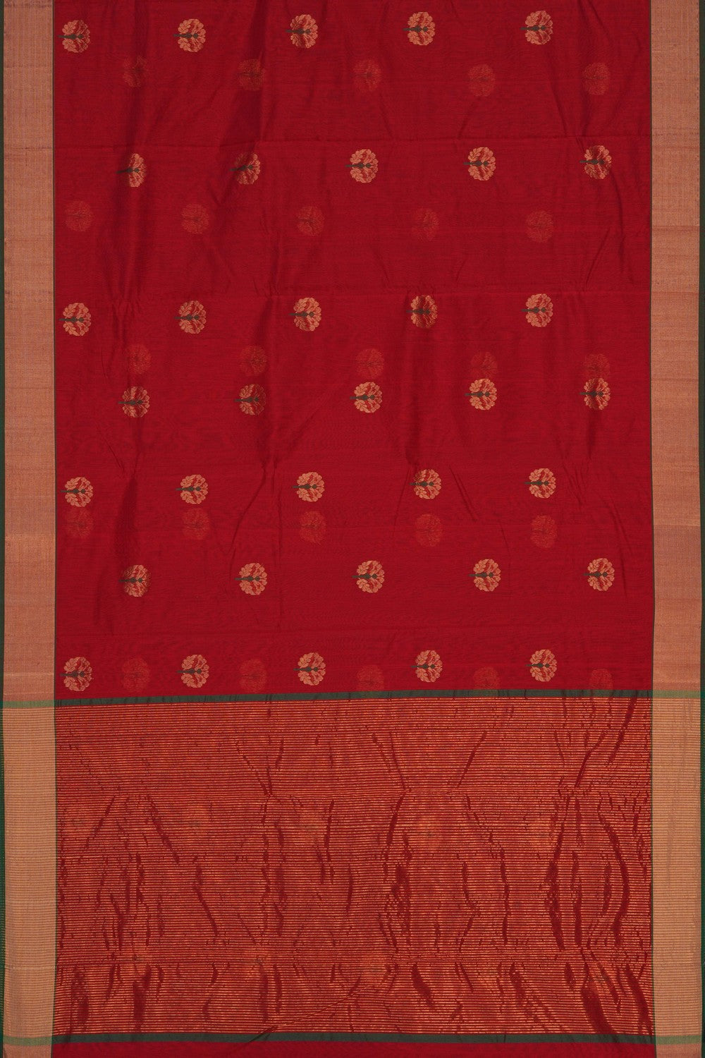 Image of Chanderi Silk Cotton Red Saree
