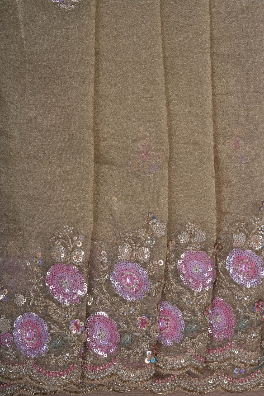 Image of A Purple Embroidered Tissue Silk Saree