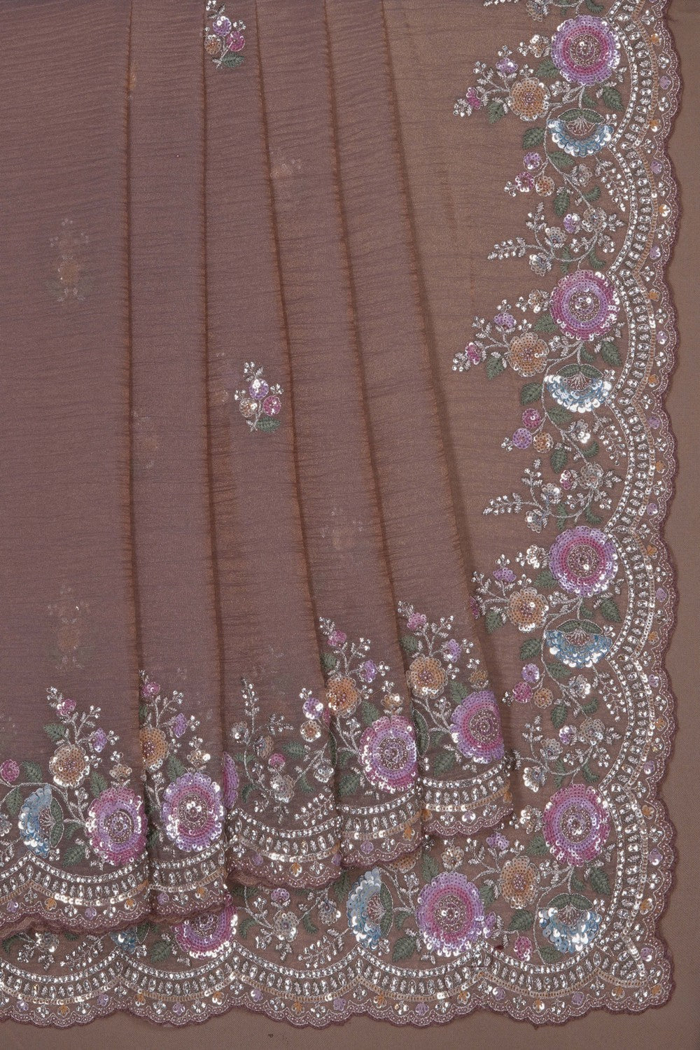 Image of An Embroidered Tissue Silk Saree