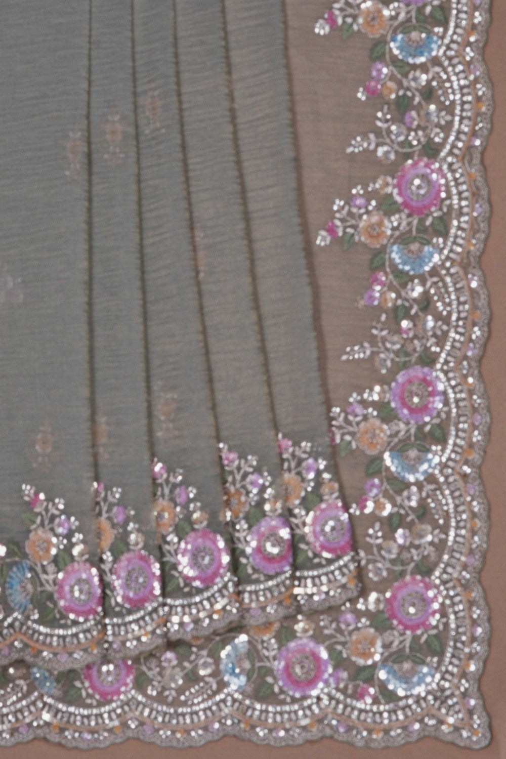 Image of An Embroidered Tissue Silk Saree