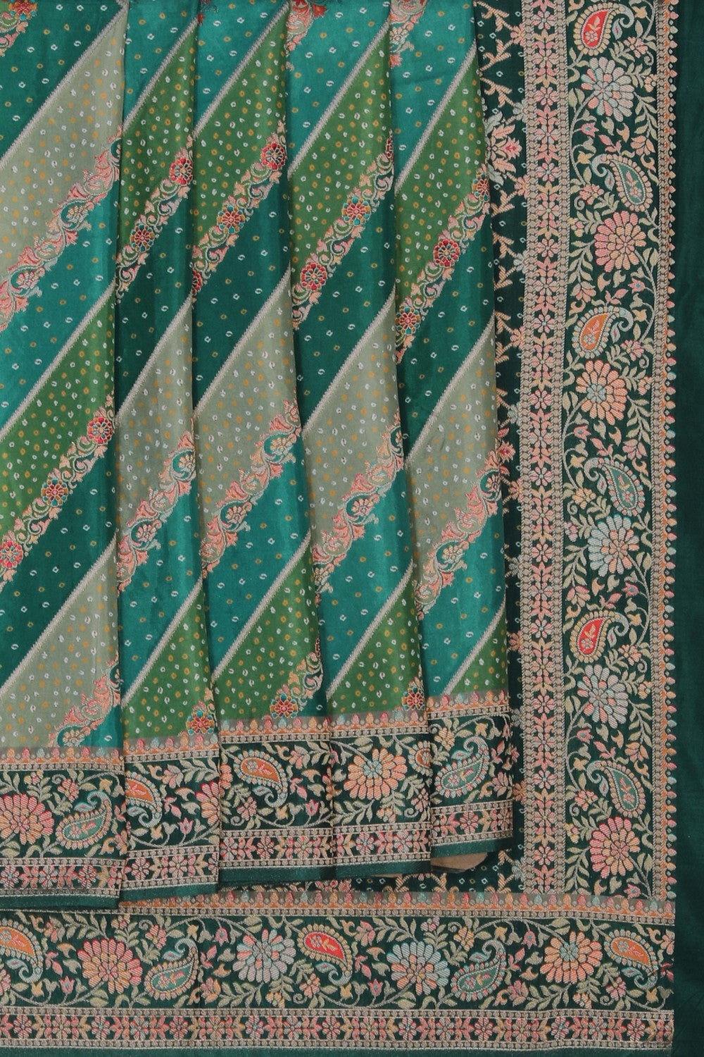 Image of Green Patola Fusion Silk Saree