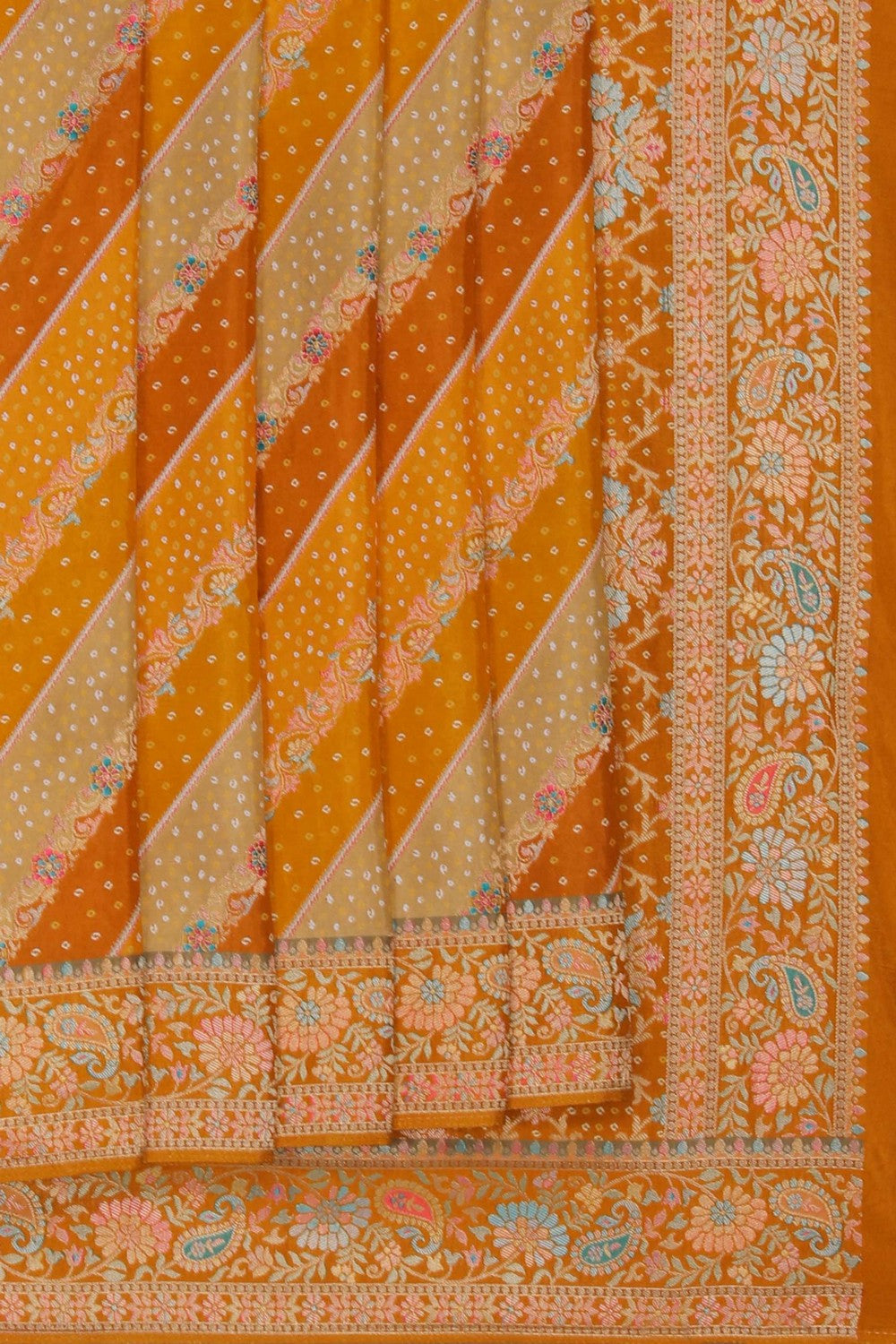 Image of Orange Patola Fusion Silk Saree