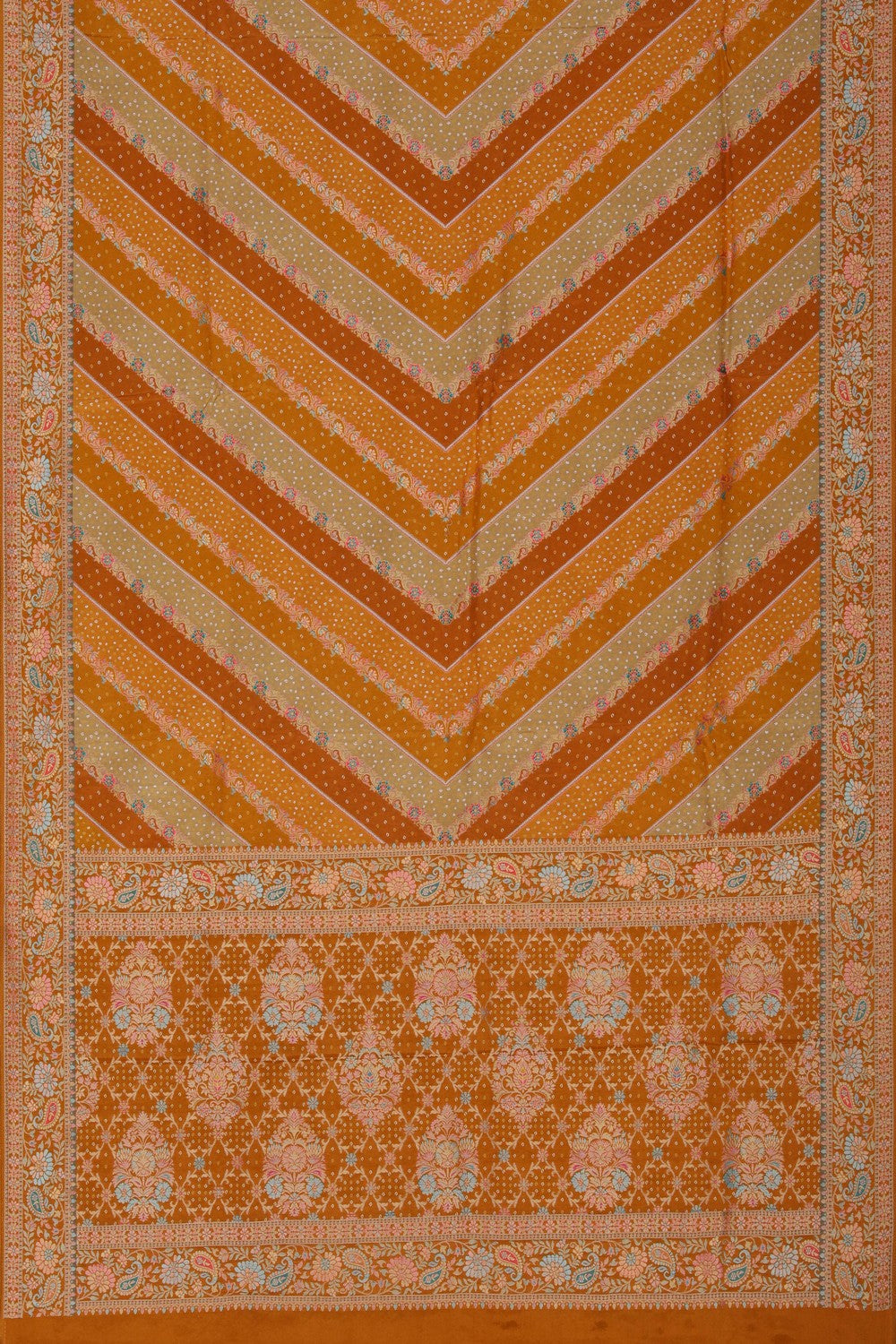 Image of Orange Patola Fusion Silk Saree