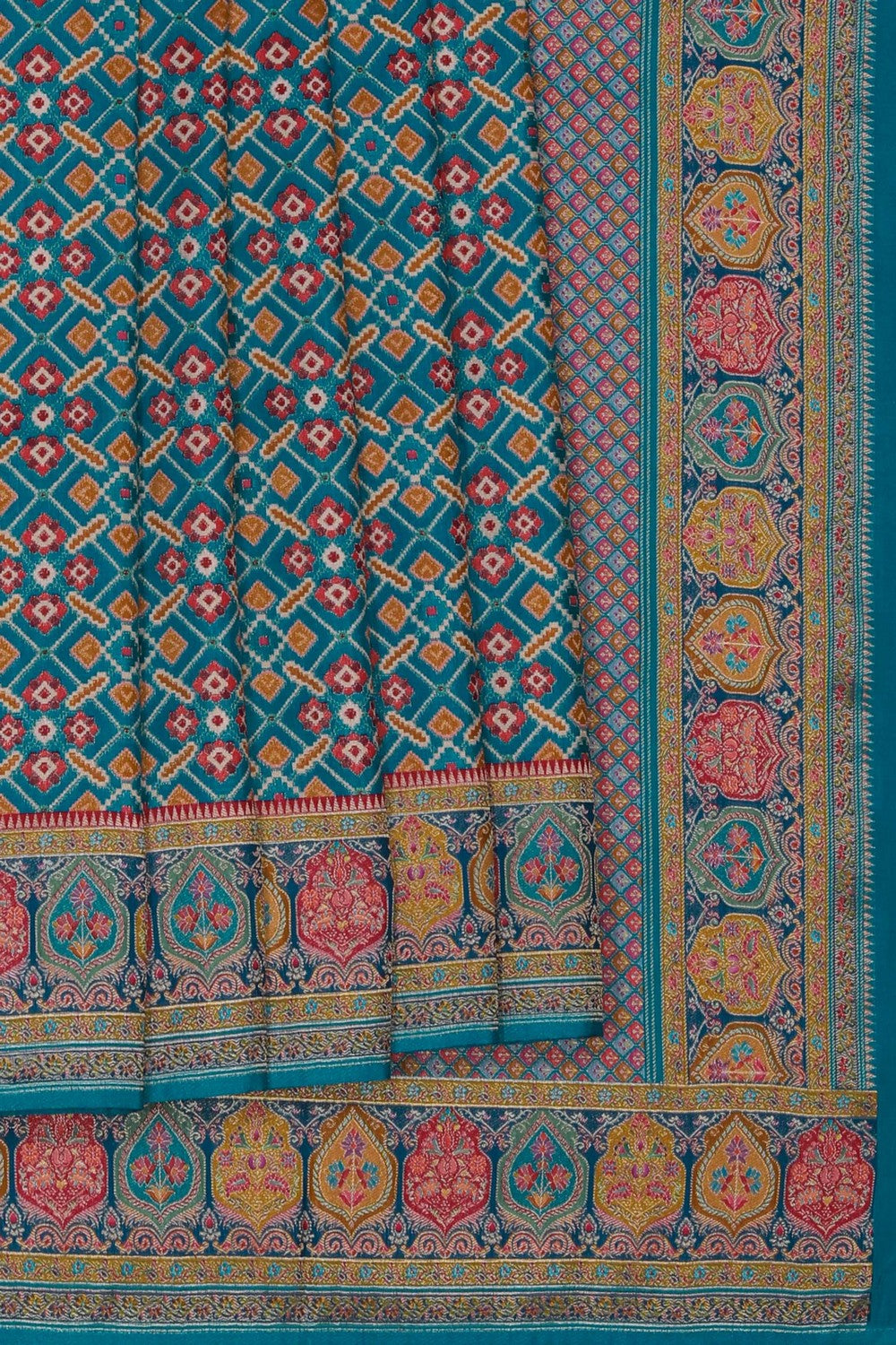 Image of Blue Patola Fusion Silk Saree