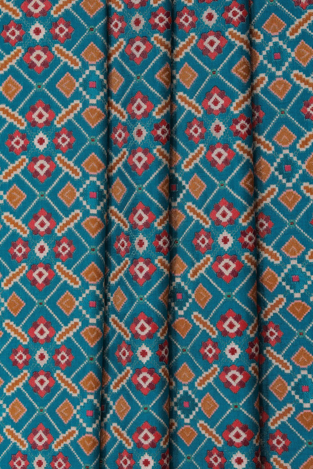 Image of Blue Patola Fusion Silk Saree