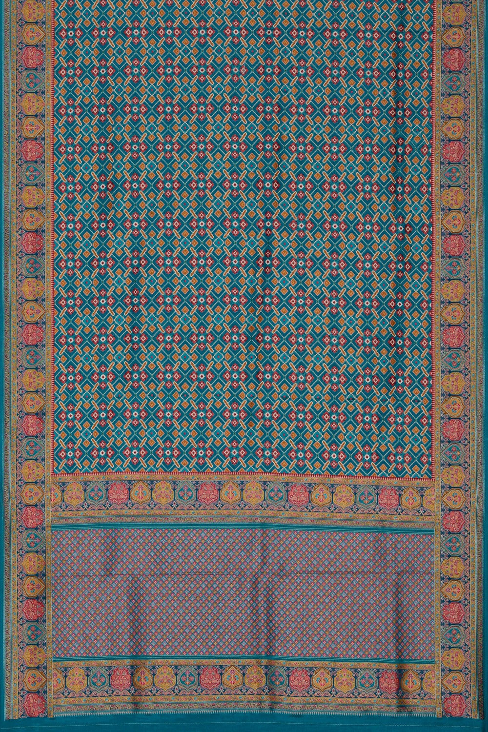 Image of Blue Patola Fusion Silk Saree