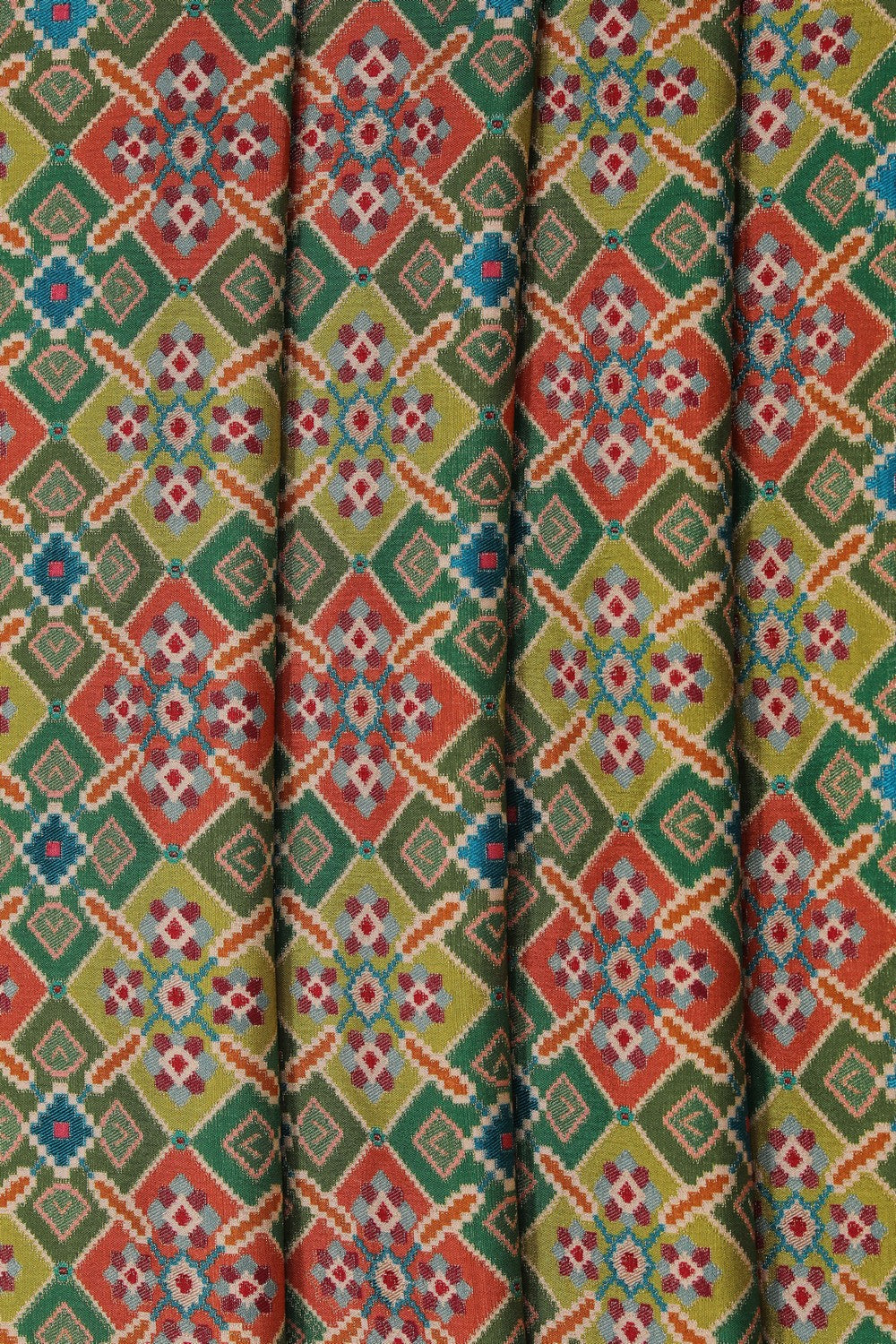 Image of Green Patola Fusion Silk Saree