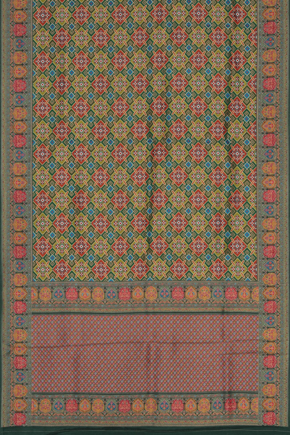 Image of Green Patola Fusion Silk Saree