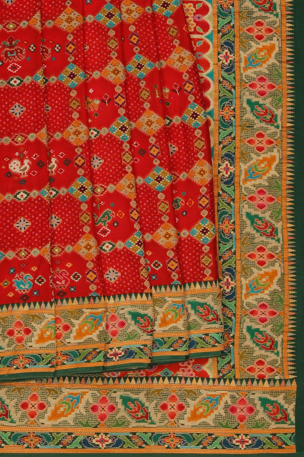 Image of Red Patola Fusion Silk Saree